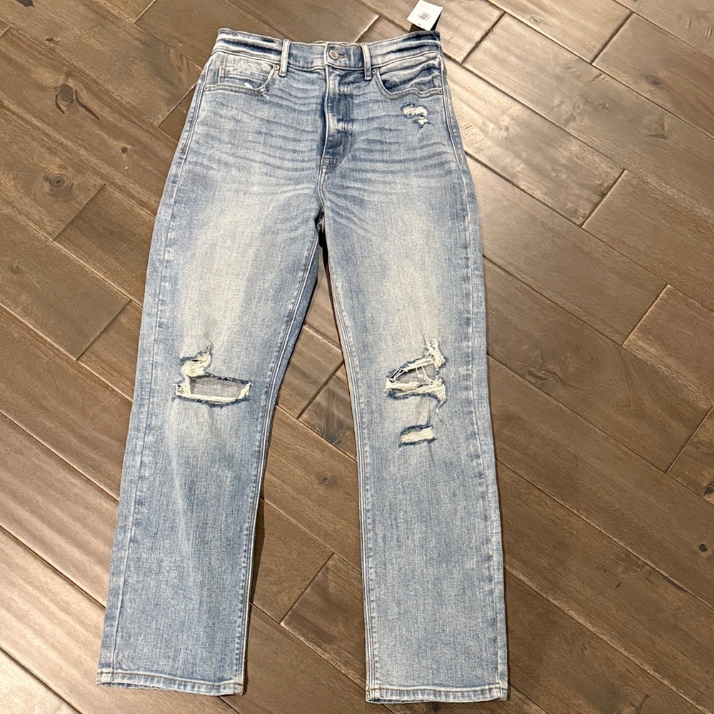 Eunina Light Blue Distressed Straight Leg Jeans